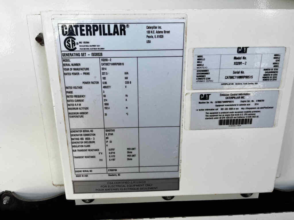 Caterpillar XQ200 Trailer Mounted Diesel Generator