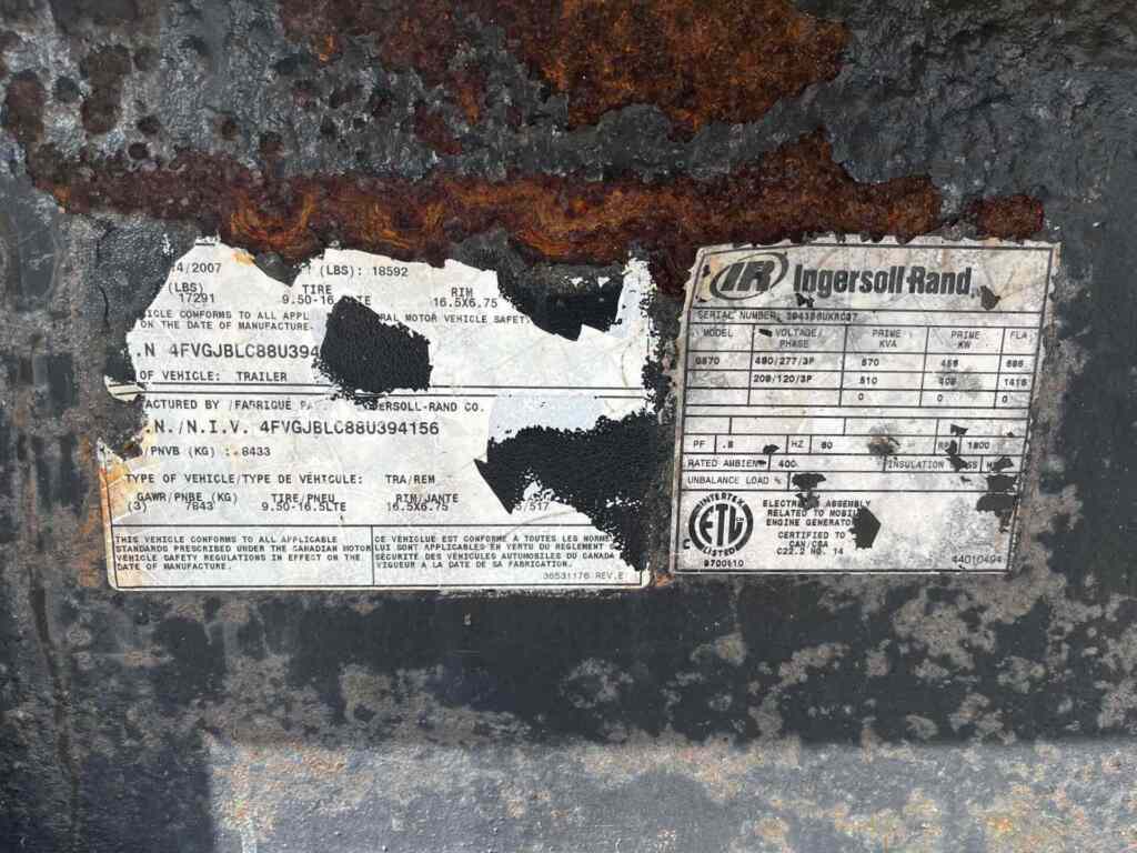 Ingersoll Rand PowerSource G570 Trailer Mounted Diesel Generator - Tier 2