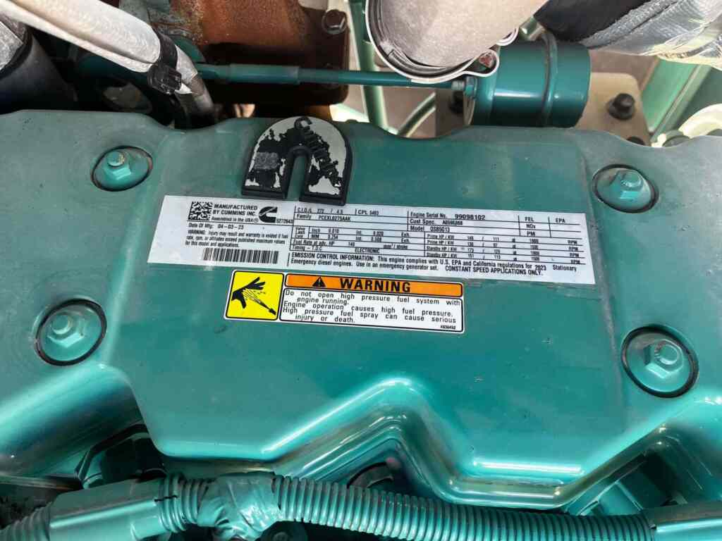 Cummins C100D6C Standby Diesel Generator - Tier 3